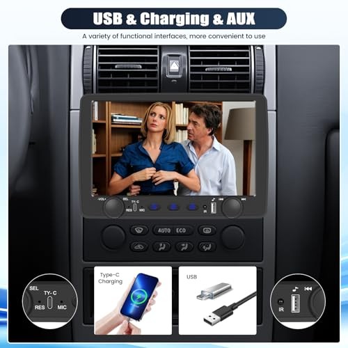Single Din Car Stereo with Wireless Carplay&Android 9 Inch with Carplay&Button