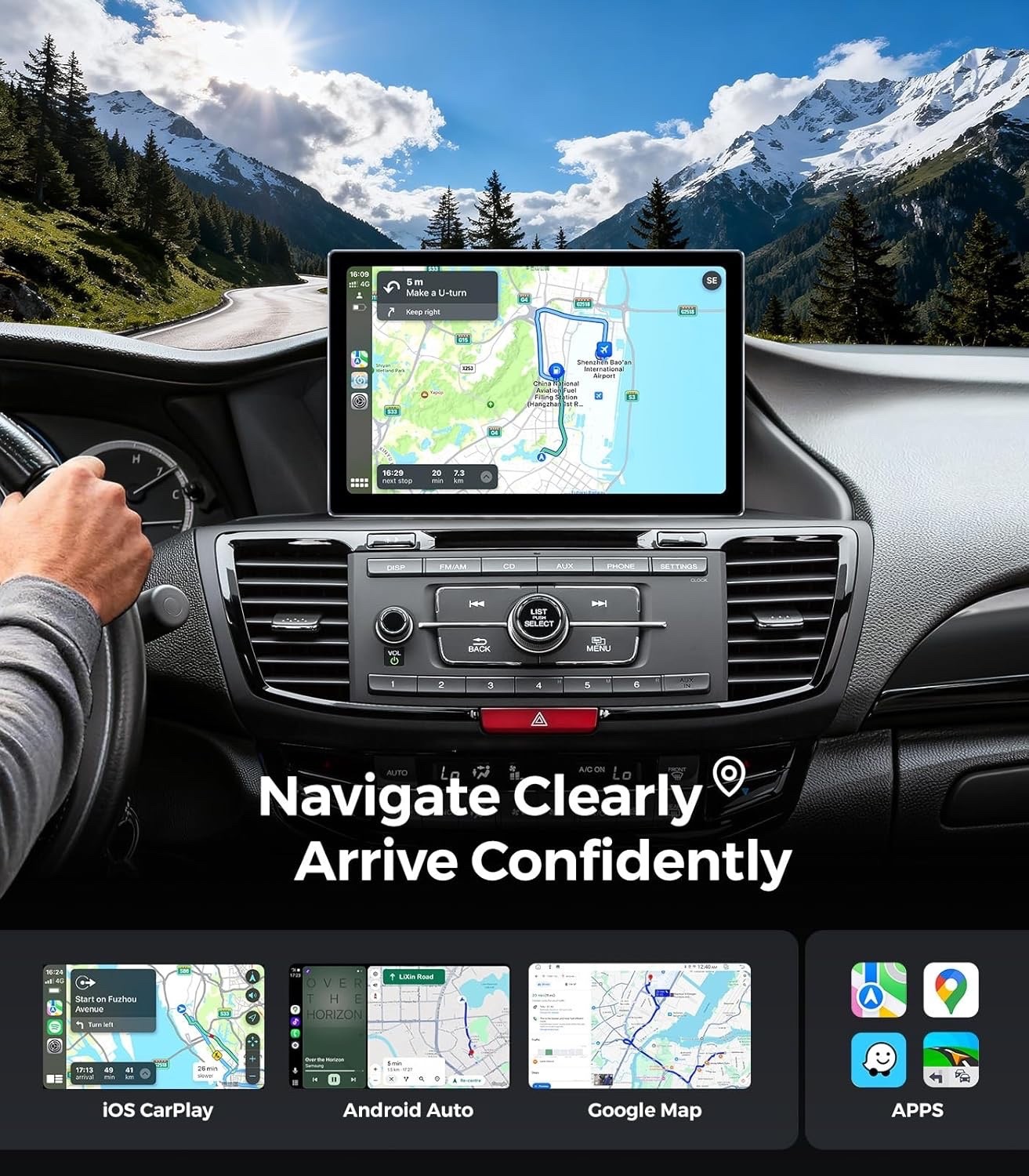 11.5″ Car Stereo for Honda Accord 2013-17 w/ CarPlay & Android, Touchscreen