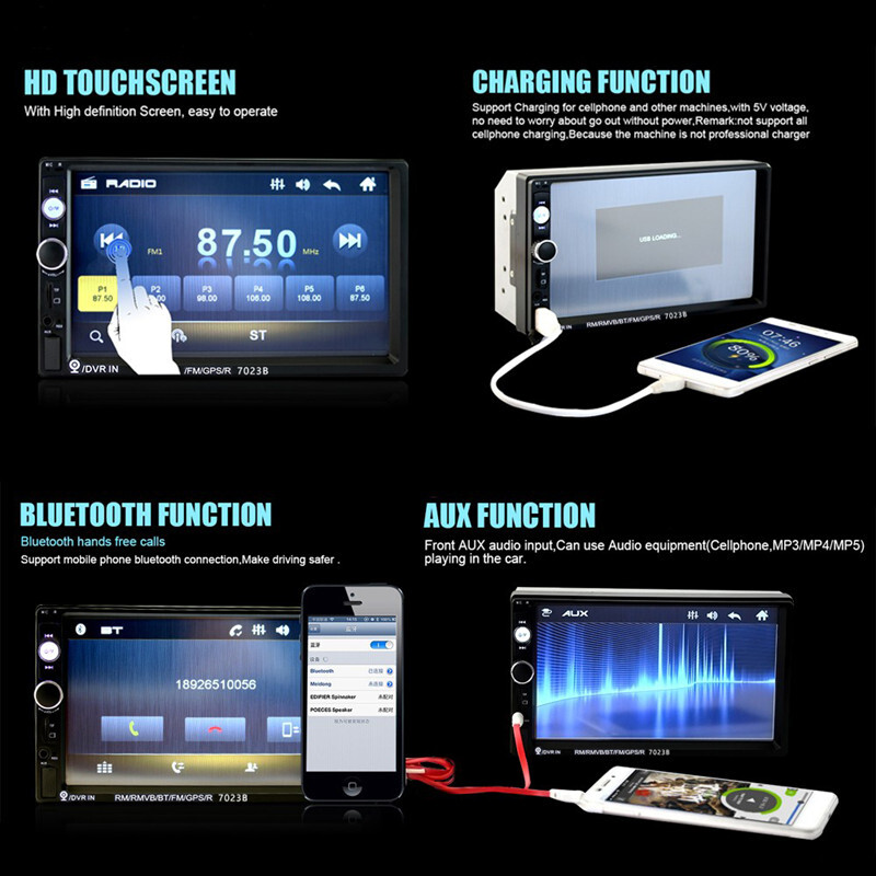 2 Din 7″ HD Touch Screen Autoradio MP5 Stereo Multimedia Audio Player + Camera
