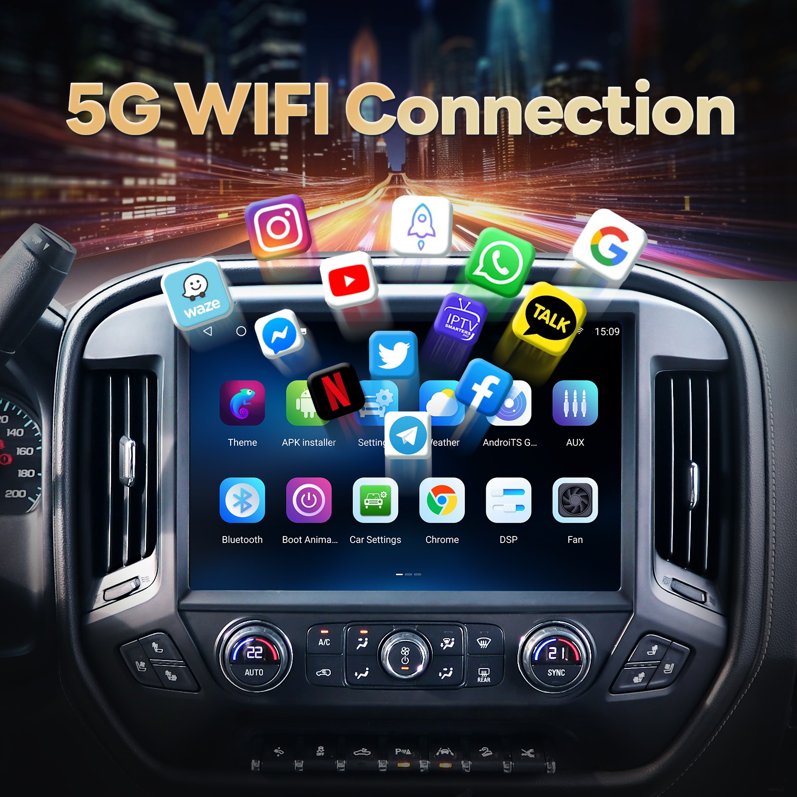 13.1″ Screen Android Car Radio GPS For Chevrolet Silverado GMC Sierra 2014-2018