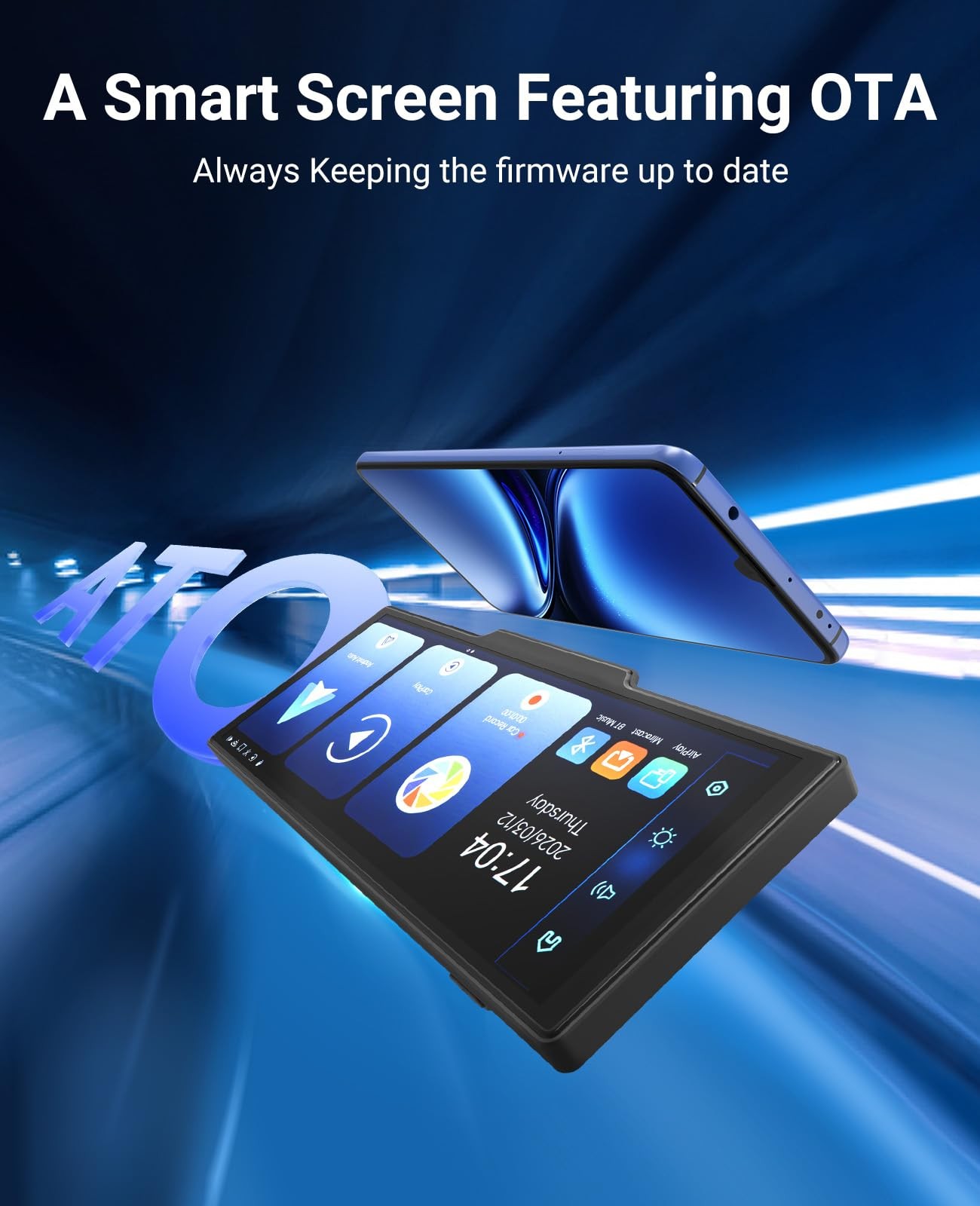 Promoterk Wireless CarPlay and Android Auto 10.26-inch Touchscreen, 4K Dash C…