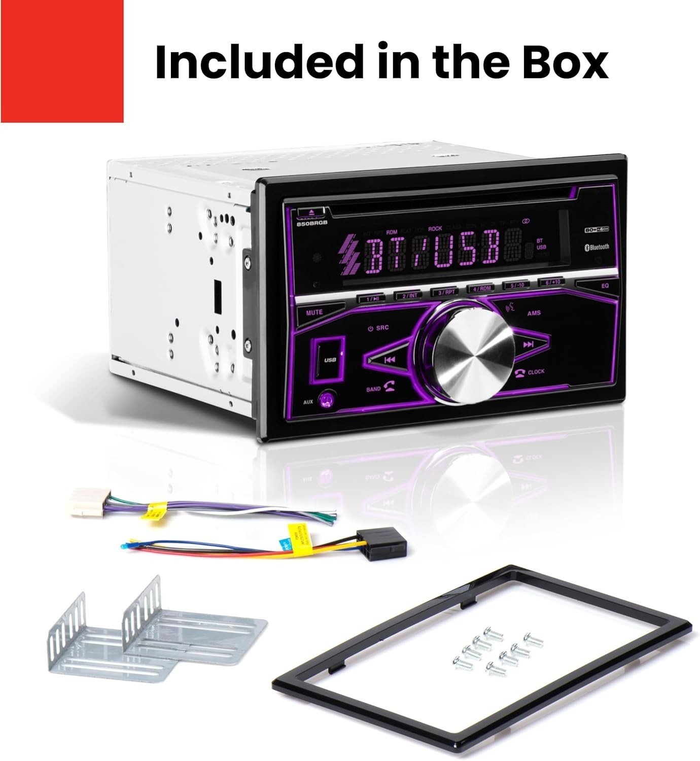Autorradio doble DIN, Bluetooth, entrada auxiliar, USB, reproductor de CD/DVD US