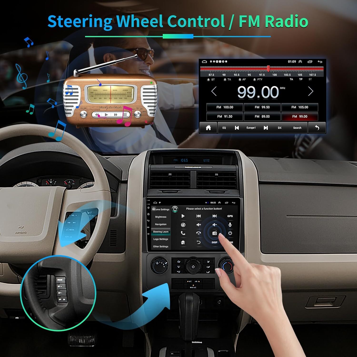Android 13 Wireless Carplay Car Radio Stereo GPS Navi For Ford Escape 2008-2012