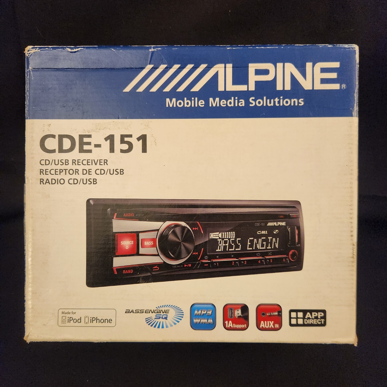 ALPINE CDE-151 CAR AUDIO STEREO AM/FM CD PLAYER IN DASH USB AUX-IN UNIT