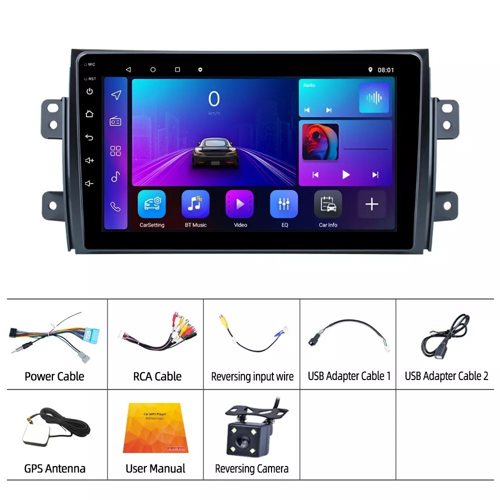 32GB Android BT CarPlay Car Radio Stereo AHD GPS Screen For SUZUKI SX4 2006-2013