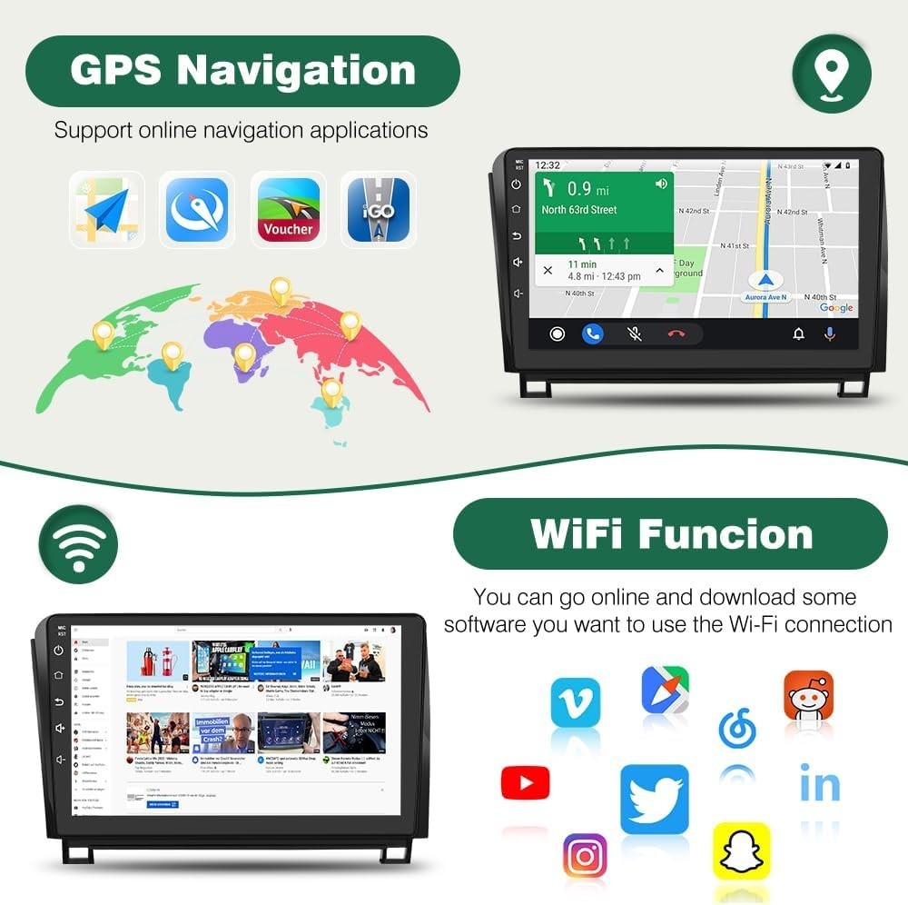 10.1″ 64G Android Auto Carplay for Toyota Tundra 2007-2013, Sequoia 2008-2018