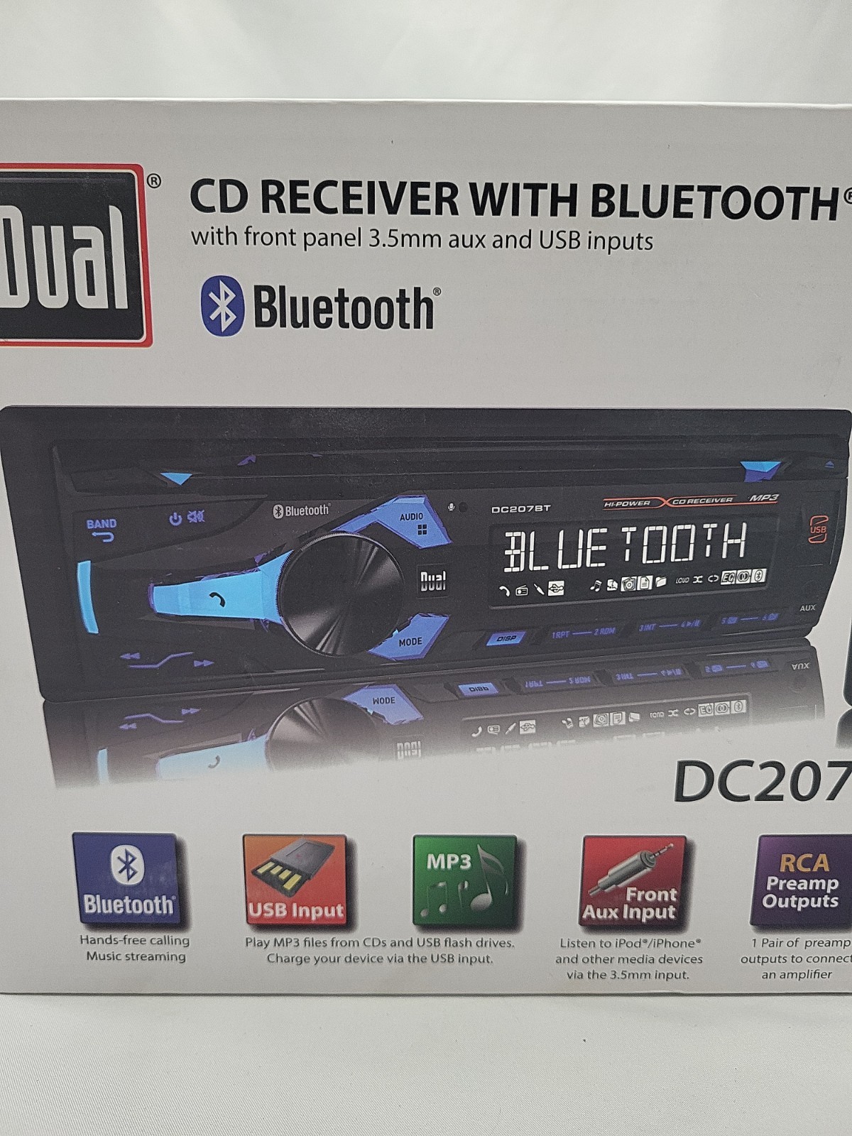 Car Dual CD Receiver W/Bluetooth – DC207BT – 2021 – W/Remote – USB – MP3 – RCA