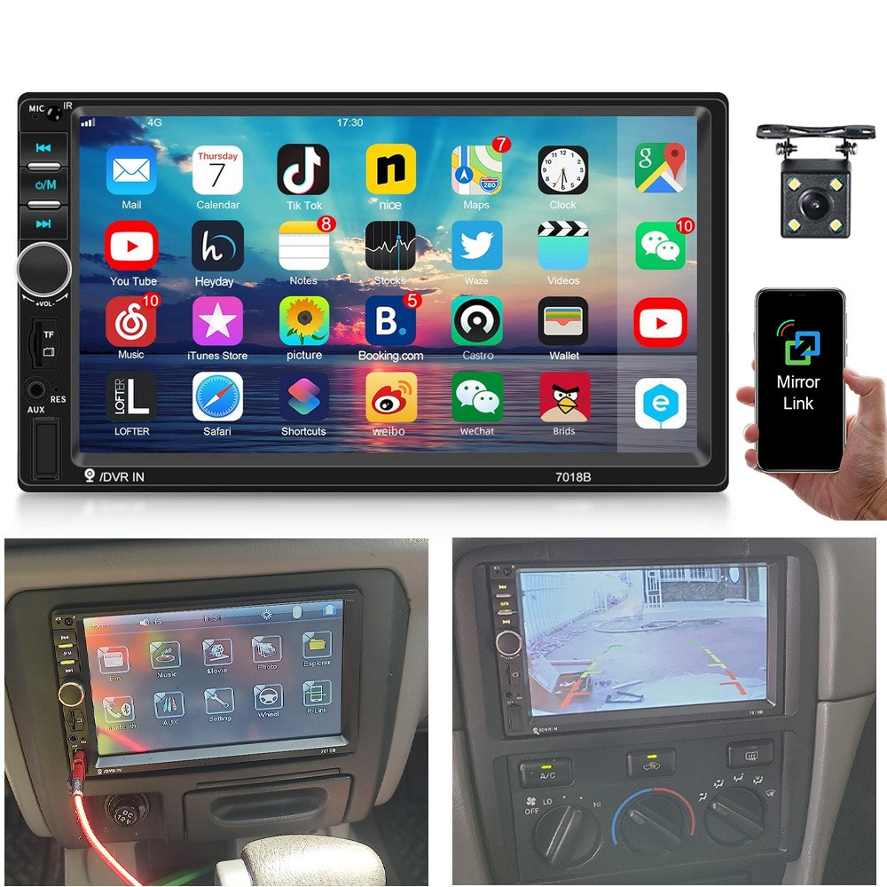 7″ Double 2 DIN Touch Screen Car Stereos Radio MP5 Player Bluetooth with Camera