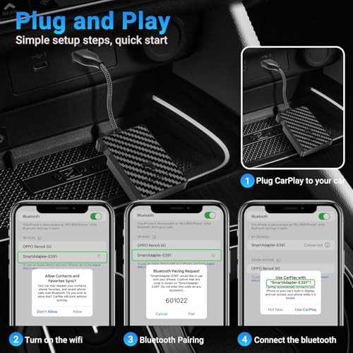 Apple CarPlay Wireless Adapter, Convert Wired CarPlay to carbon fiber color