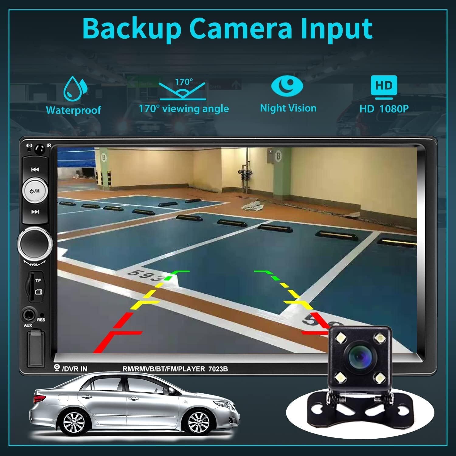 Pantalla HD Radio Bluetooth Para Carro Auto Con Camara De Reversa Retroceso 2023