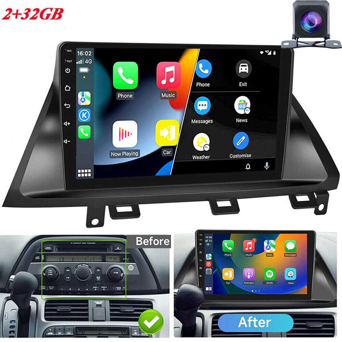1280*800 Navi For Honda Odyssey 2005-2010 Head Unit Car Stereo Radio Carplay 32G