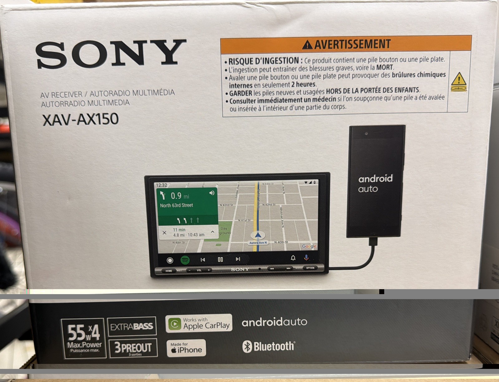 SONY XAV-AX150 6.95″ Apple CarPlay Android Auto AV Digital Media Receiver NEW