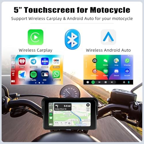 Motorcycle Wireless CarPlay & Android Auto Screen, 5″ IP68 5 Inch+IP68