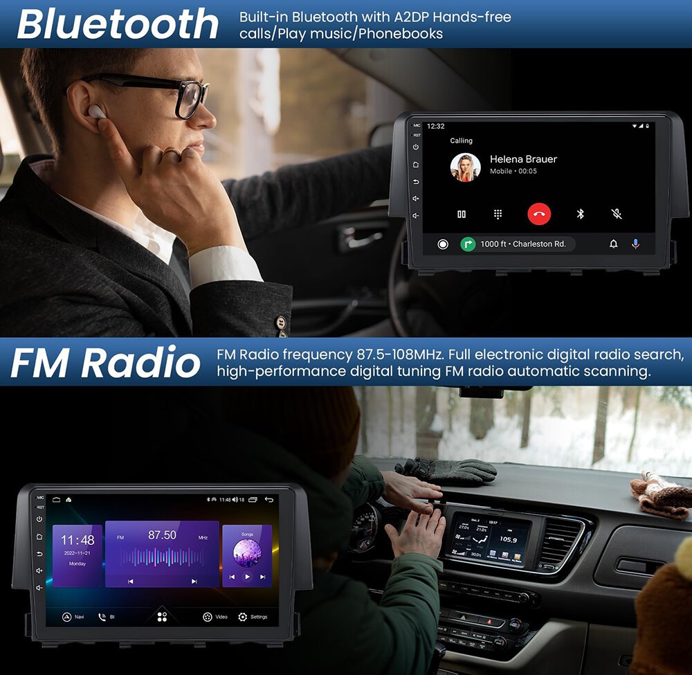 9” Android 13.0 Radio For Honda Civic 2016-2021 4Core 4+64G WiFi GPS Car Player