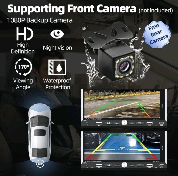 Car Play Single Din Car Stereo with Backup Camera 6.9 IPS Touchscreen Brand New