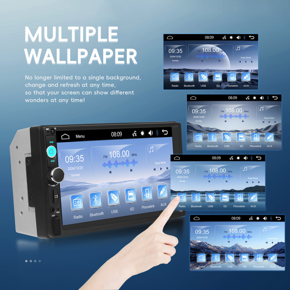 7 Inch Double 2 DIN Car MP5 Player Stereo Radio Touch Screen Mirror Link TF USB