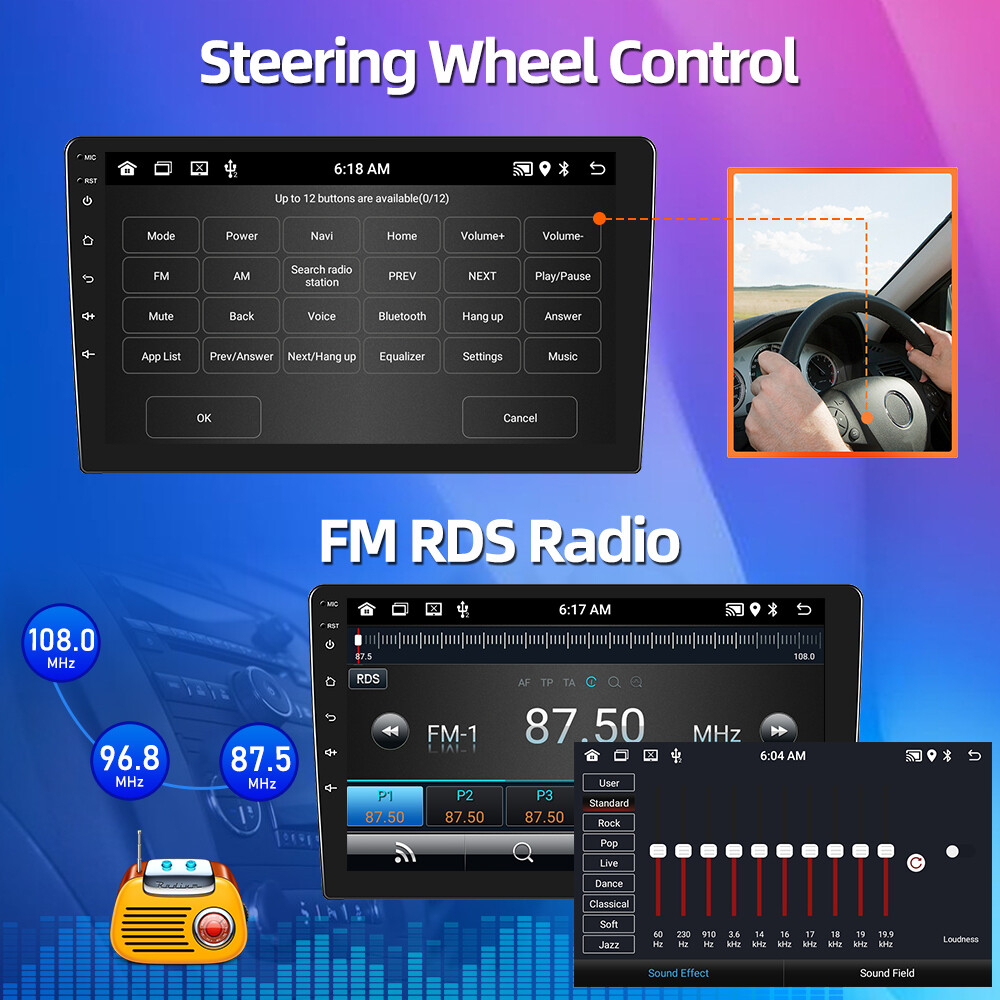 9″ Double 2 Din Android Car Stereo Radio GPS Navi WIFI FM RDS Bluetooth + Camera