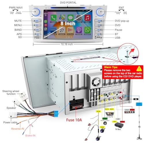 Car Radio for Camry 2006-2011 with CD/DVD Player- CarPlay & For Camry 2006-2011