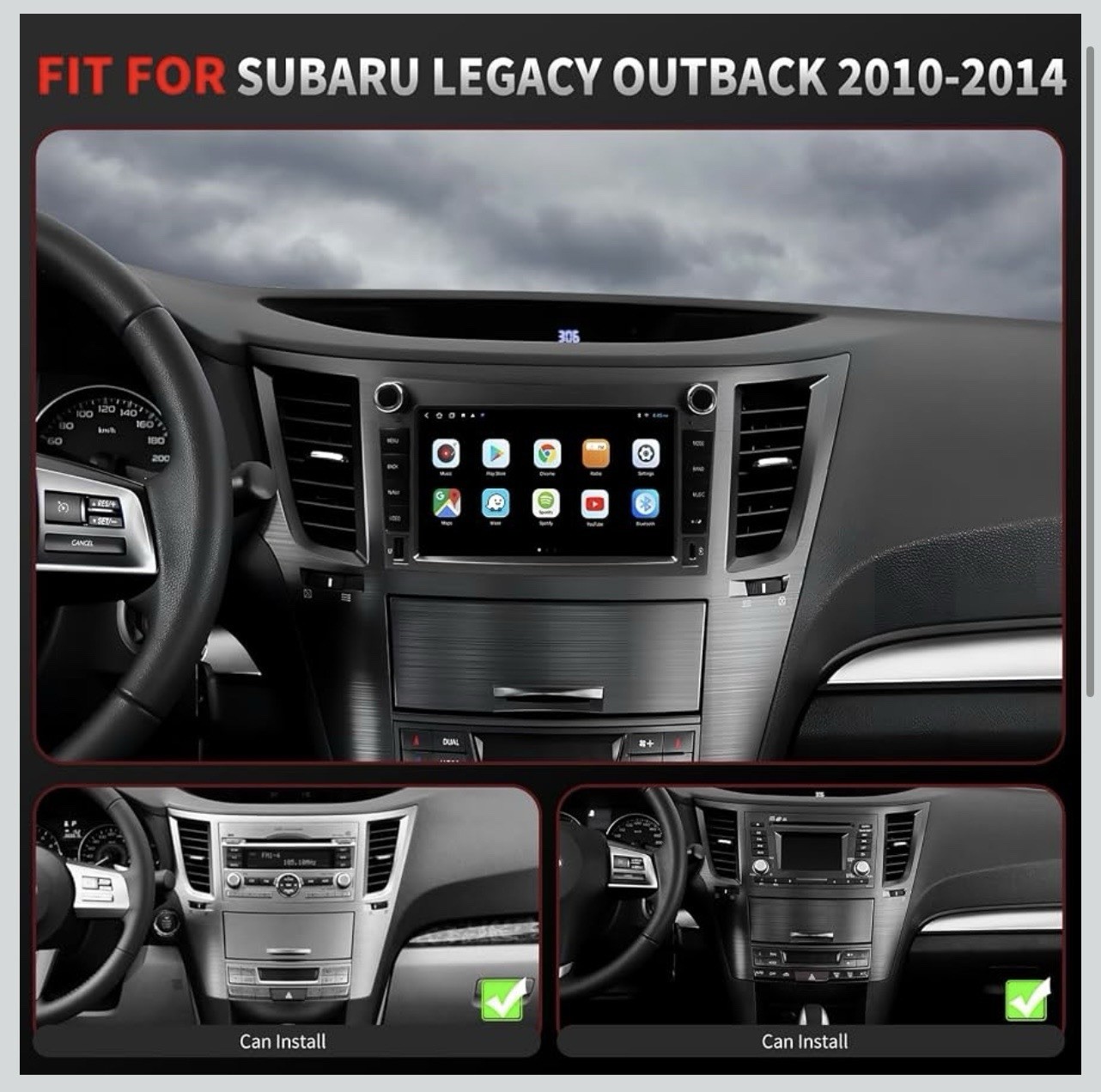 Car Stereo Radio 2010-2014 Subaru Legacy Outback QLED Touch Screen CarPlay
