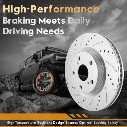 Front Brakes and Rotors 12.99” Geomet Drilled Slotted 580279×2+D1367-8472