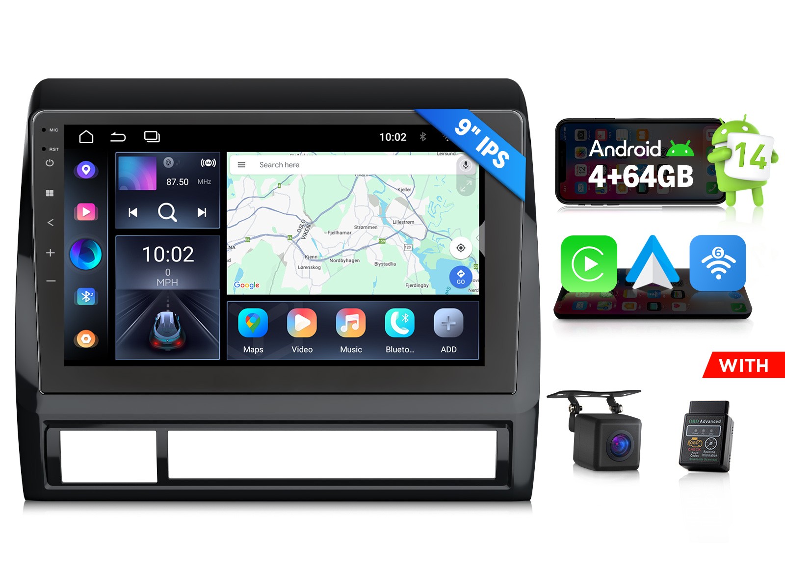 Android 14 4+64GB for Toyota 2nd-gen Tacoma CarPlay Head Unit Radio GPS Navi DSP