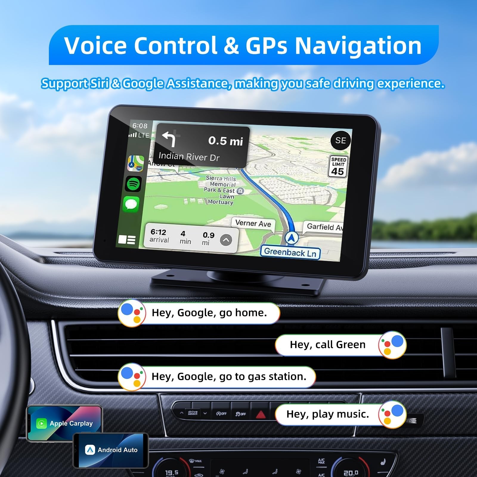 7″ HD Wireless CarPlay & Android Auto Touch Screen Stereo, Bluetooth, Backup Cam