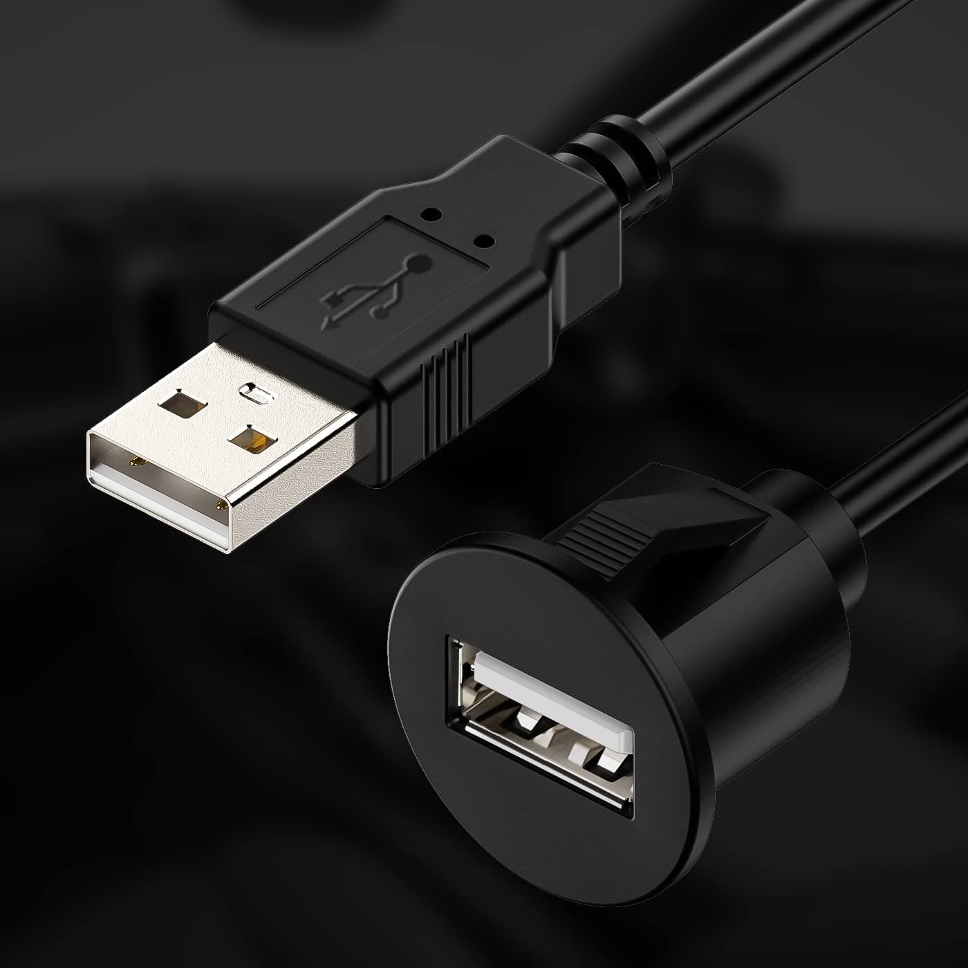 Universal Auto USB Extension Cable Dashboard Flush Mount for Car Radio Stereo