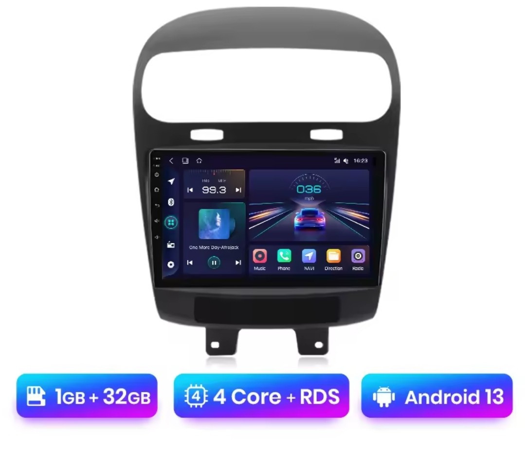 Radio 2 Din 9″ For Fiat Freemont Android 12 1/16 GB Bluetooth USB GPS RDS