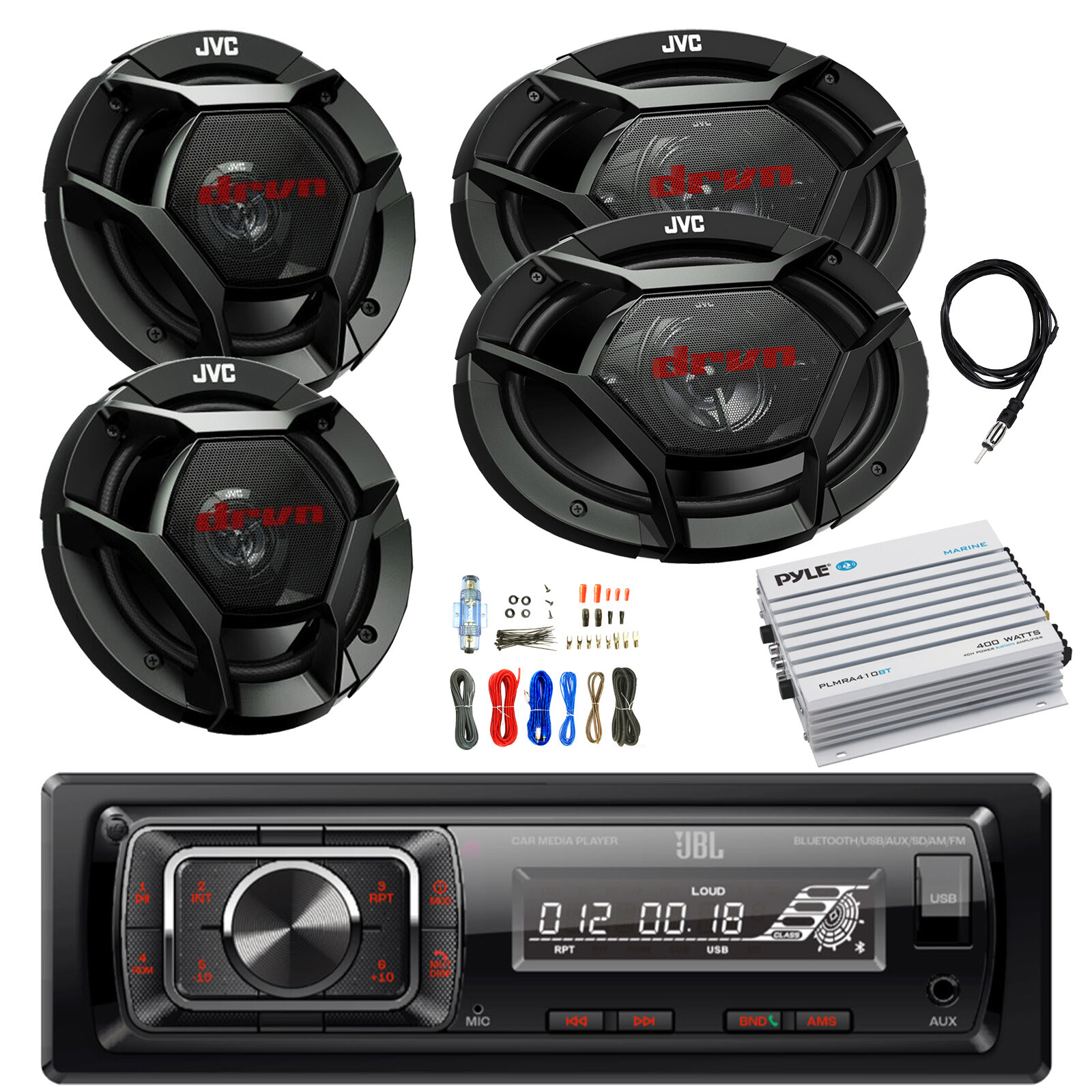 JBL Celebrity150 Radio, Bluetooth Amp w/Kit, 2x 6×9″ + 2x 6.5″ Speakers, Antenna
