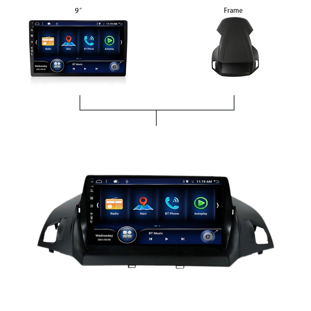 9” Car Radio For Ford C-MAX 2013-2017 Android 14 GPS Navi WIFI 4+64G BT USB DSP