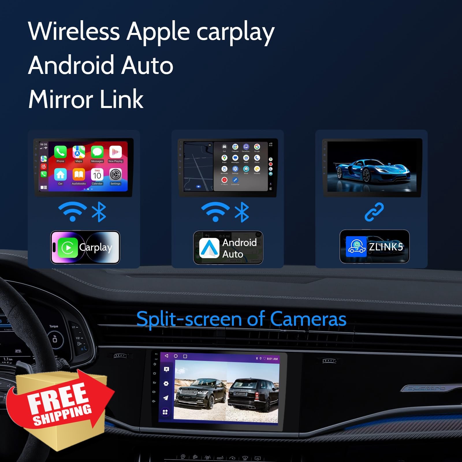 Haudio 9″ Double Din CarPlay Screen RAM 2GB ROM 64GB