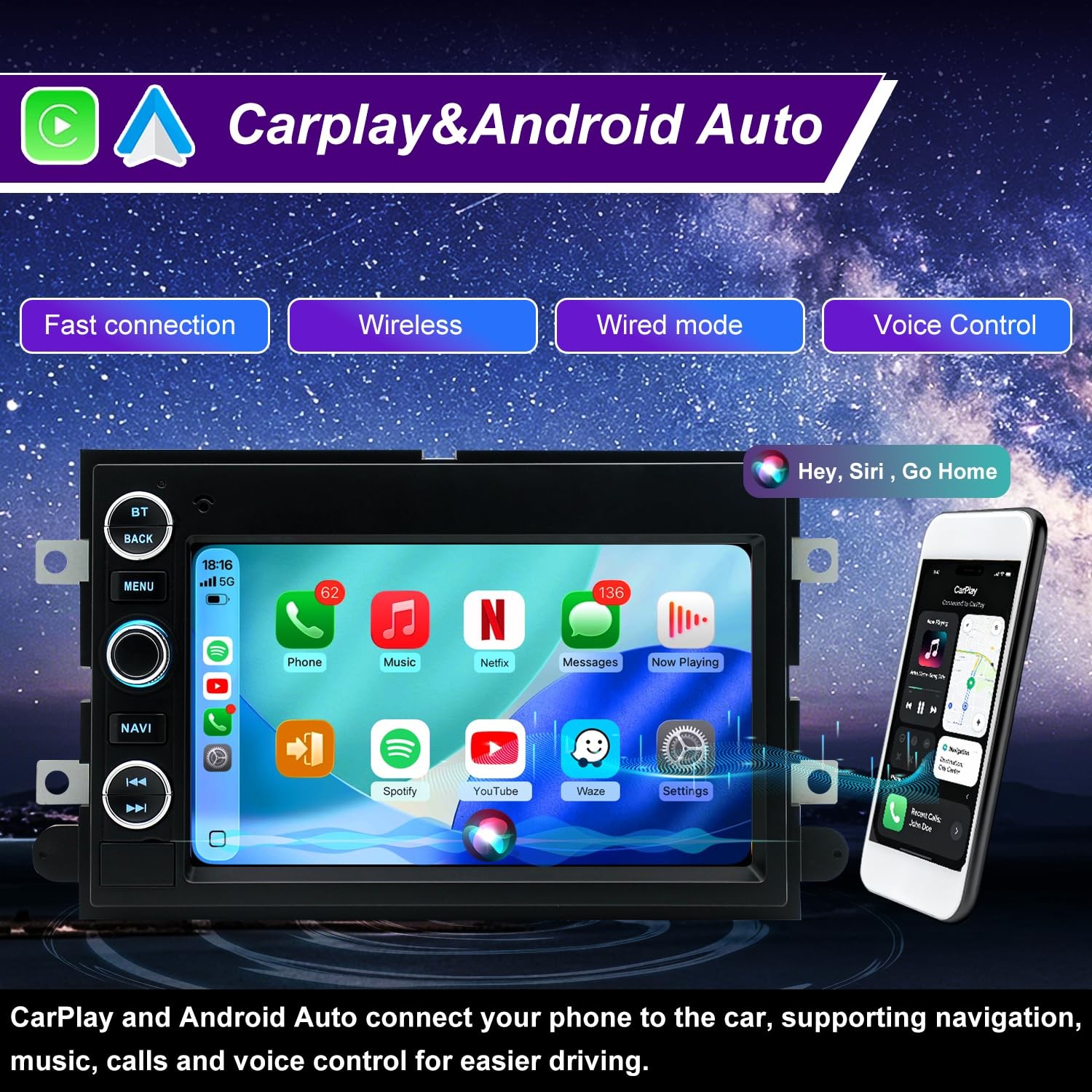 5G WiFi Radio for Ford F150/F250/F350 E-Series, Android Auto & CarPlay
