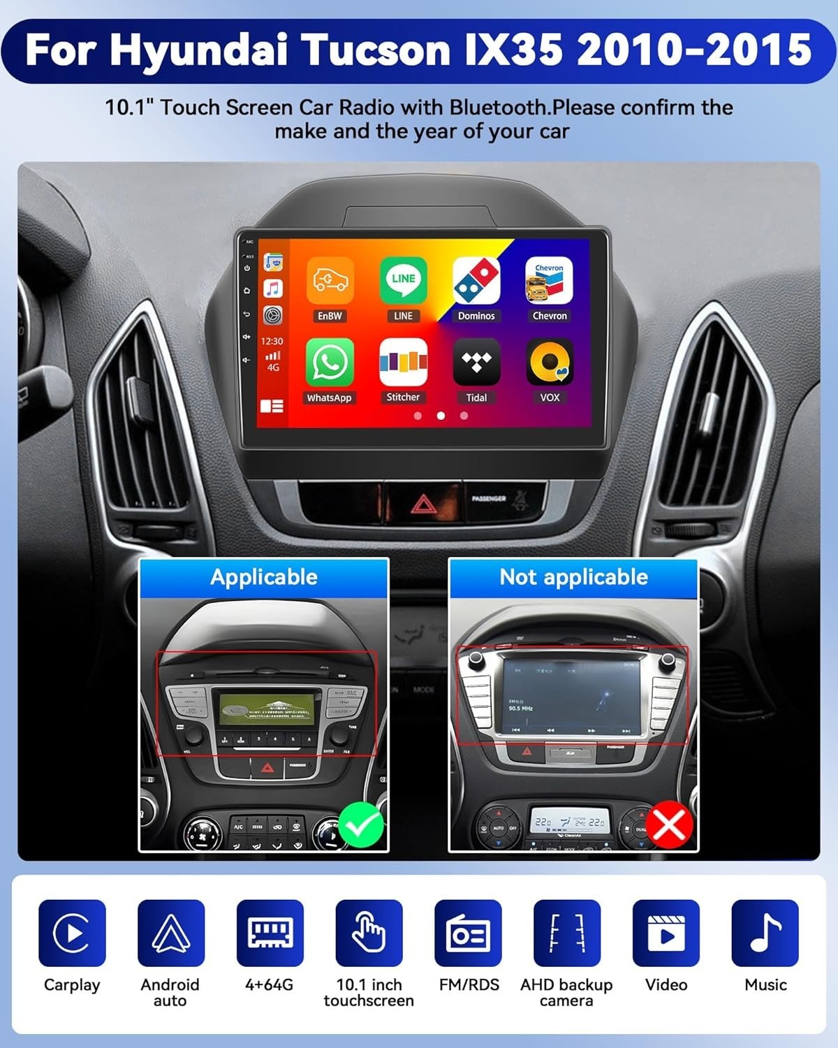 8 Core Android 15 Car Stereo for Hyundai Tucson IX35 – 10.1″ Touchscreen & Wi…