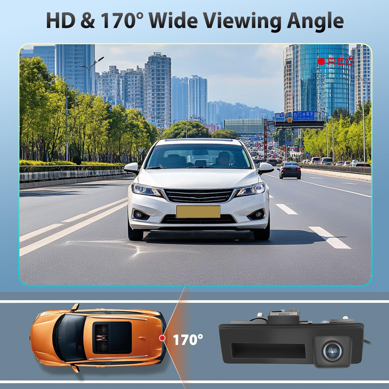 Motoris 720P HD Rear View Backup Camera with 170° Wide Angle, IP67 Waterproof…
