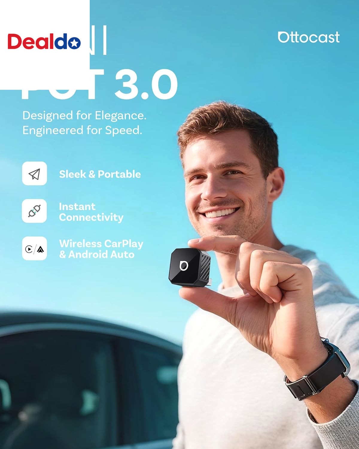 Mini 3.0 Black 2-In-1 Wireless Carplay & Android Auto Adapter – Plug & Play for