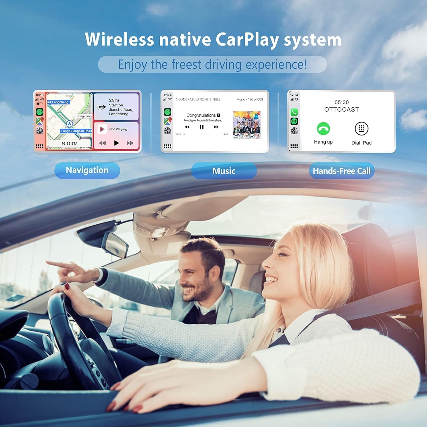U2-AIR Wireless CarPlay Adapter for Apple iPhone, Convert Wired to Wireless P…