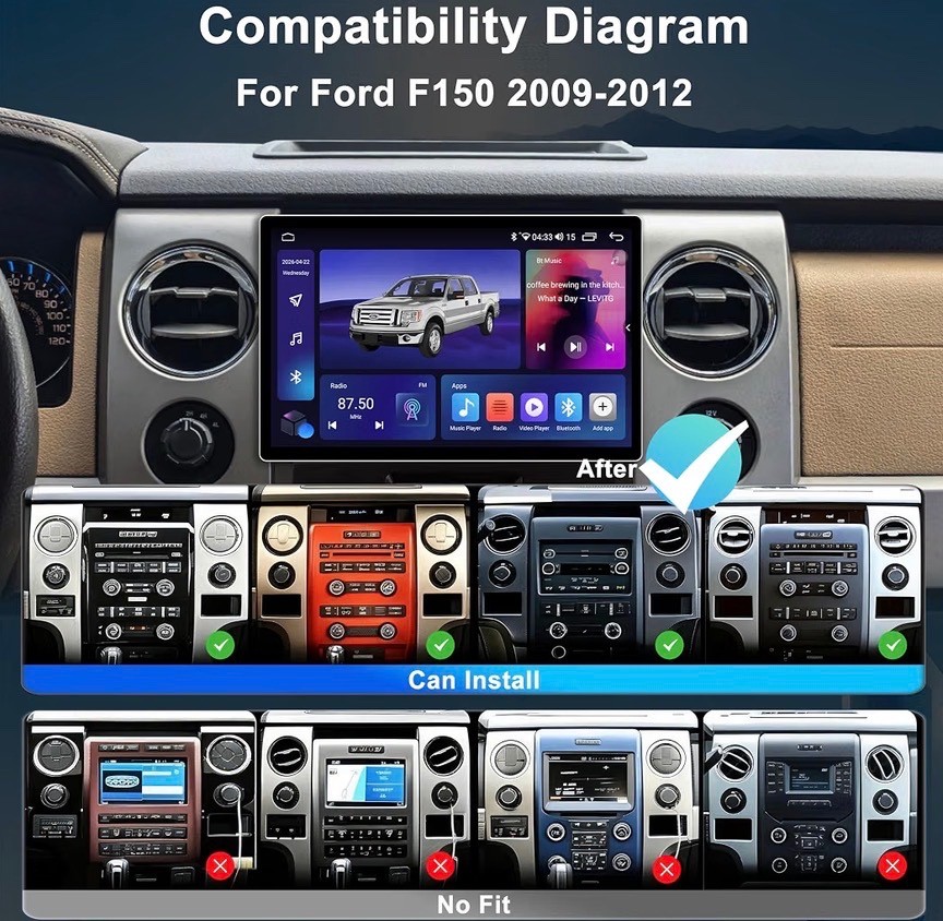 Car Radio Stereo for Ford F150 2009-2012 11.5inch 8 Core 4GB+64GB Android 13 SWC