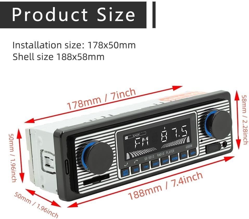 Advanced Retro Car Radio with Bluetooth – Hands-Free, Remote Control Features