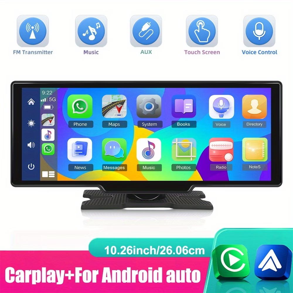 10.26″ 2K Portable Car Wireless Apple CarPlay Android Auto Touch Screen BT Radio