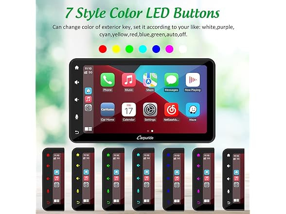 NEW Carpuride Black Touchscreen 7-Inch Apple Carplay & Android Auto 1080p