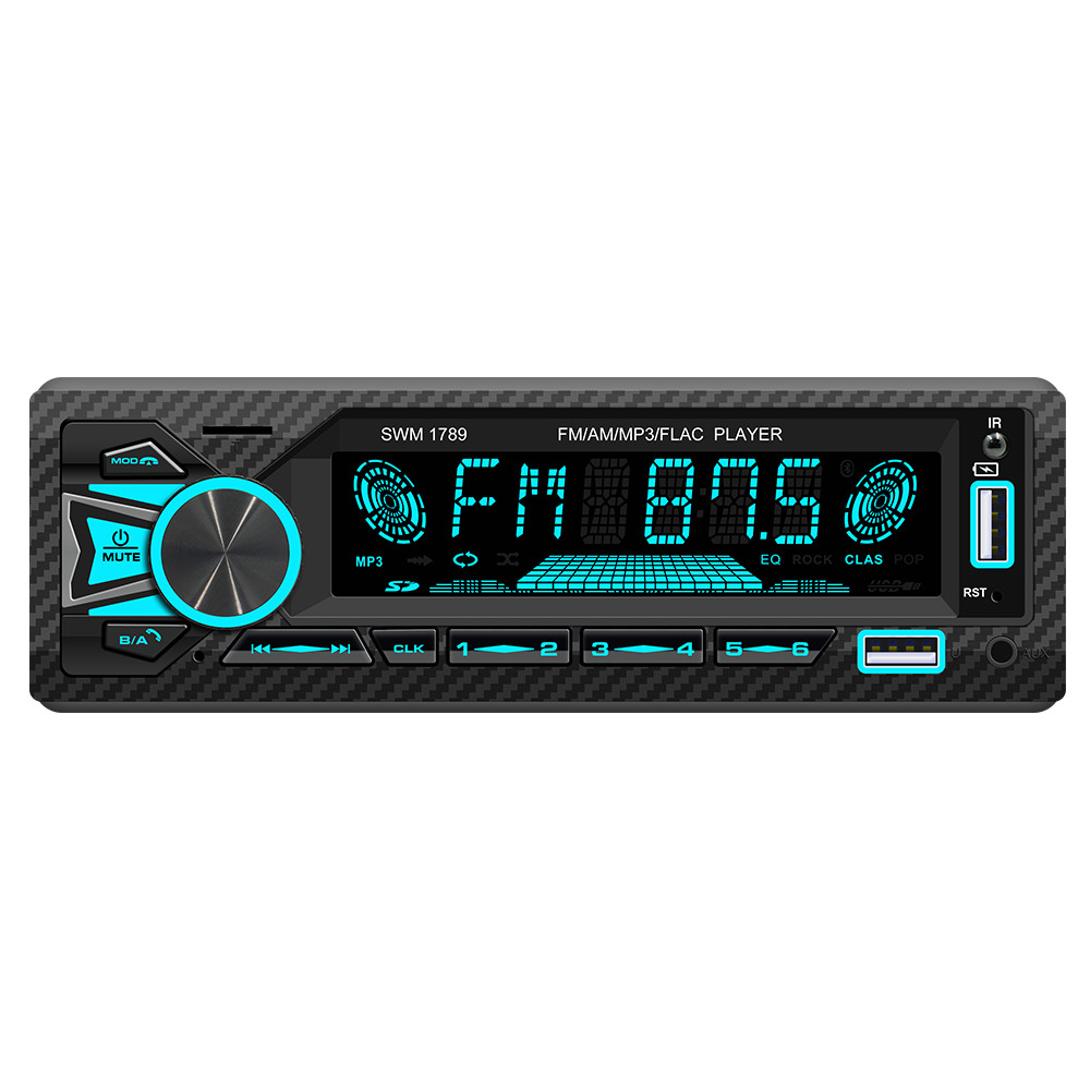 Single DIN Car Stereo Bluetooth Receiver AM/FM AUX APP Control Colorful Lights