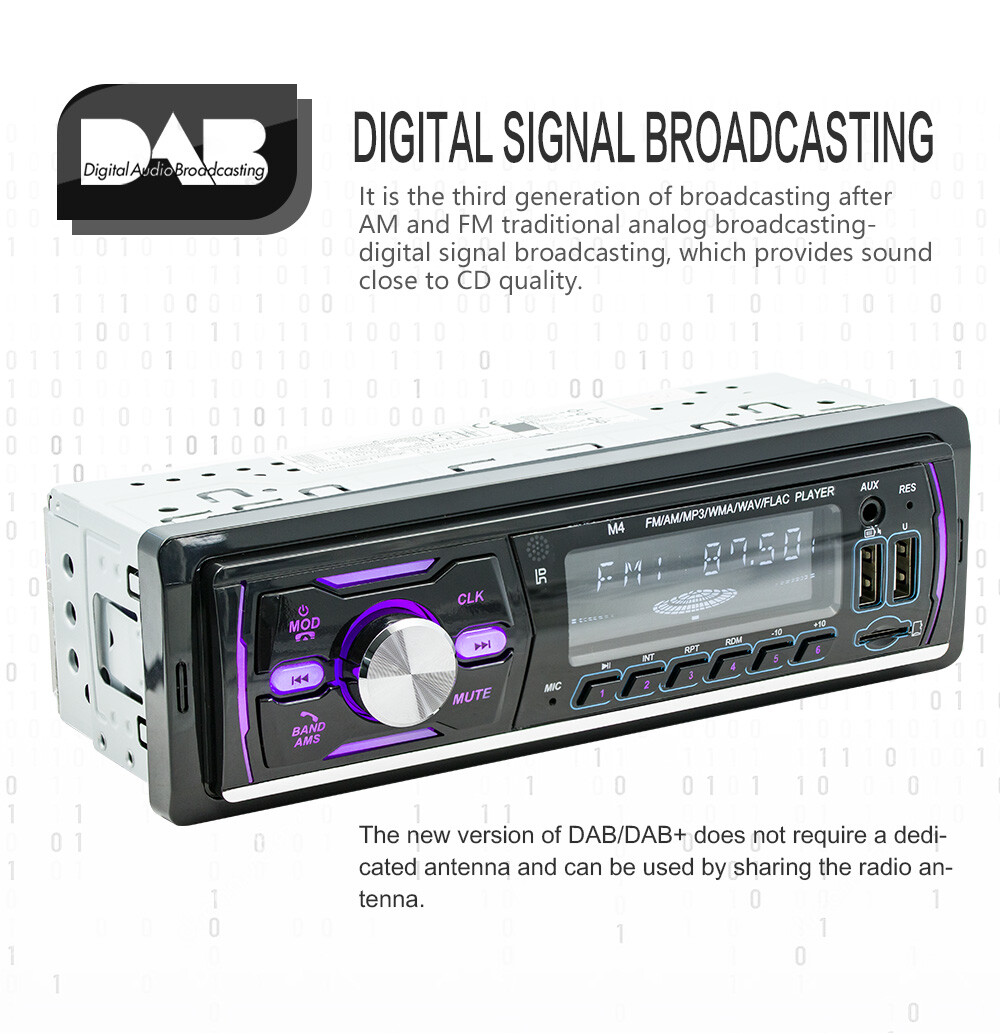 Single 1Din Bluetooth Car Stereo MP3 Player FM AM Radio Head Unit USB/AUX/TF 12V