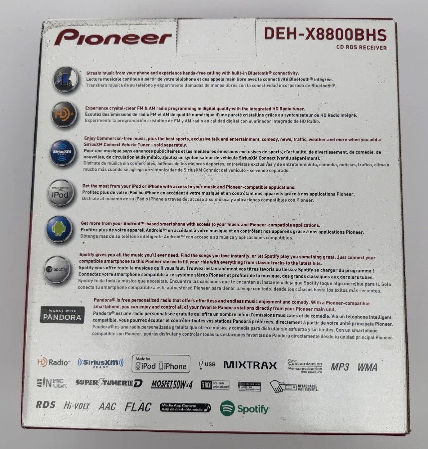Pioneer DEH-X8800BHS CD RDS Receiver Car Stereo HD Radio – NEW Unused/Open Box
