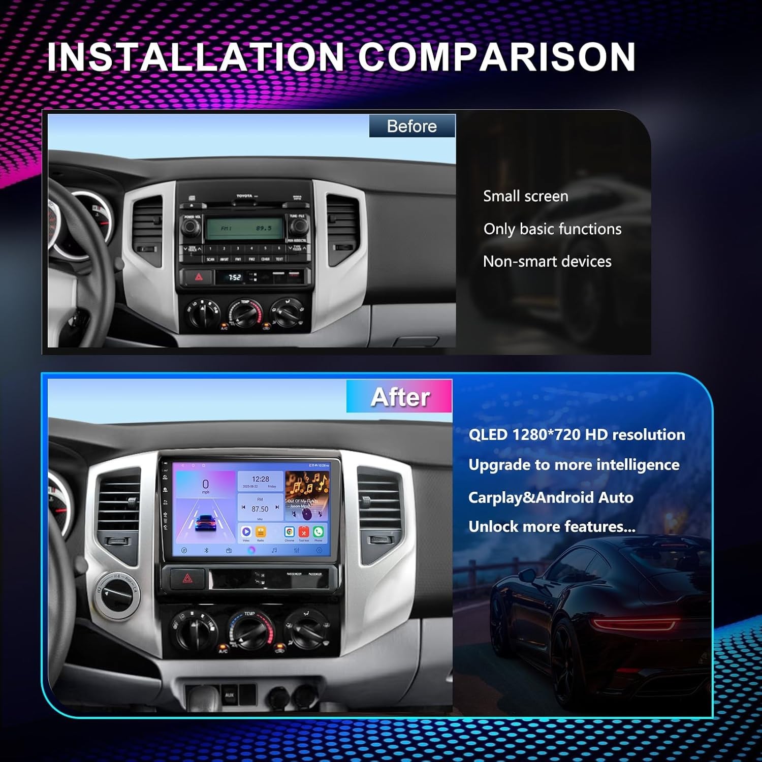 9″ 64G Android Auto Carplay Stereo for Toyota Tacoma 2005-2015
