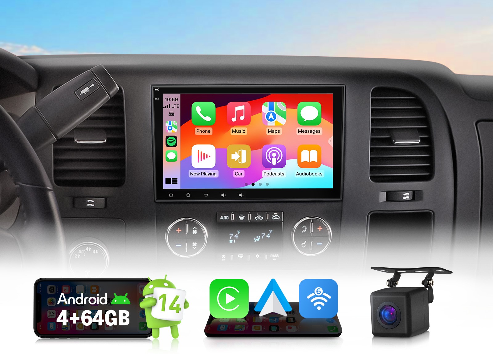 8″ Android Auto 14 4+64 for Chevy Traverse 08-12 CarPlay Head Unit Stereo GPS HD