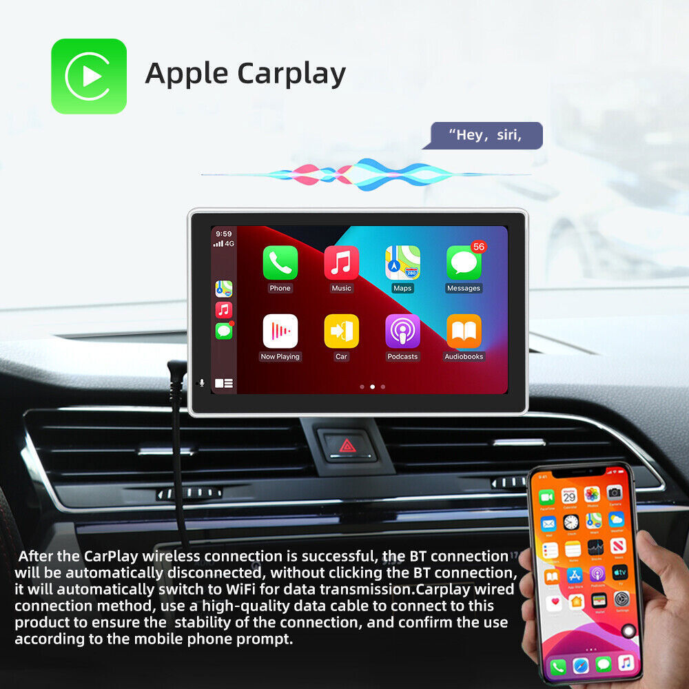 Portable 7″ HD Car Radio Wireless Apple Carplay/android Auto FM Touch Screen MP5