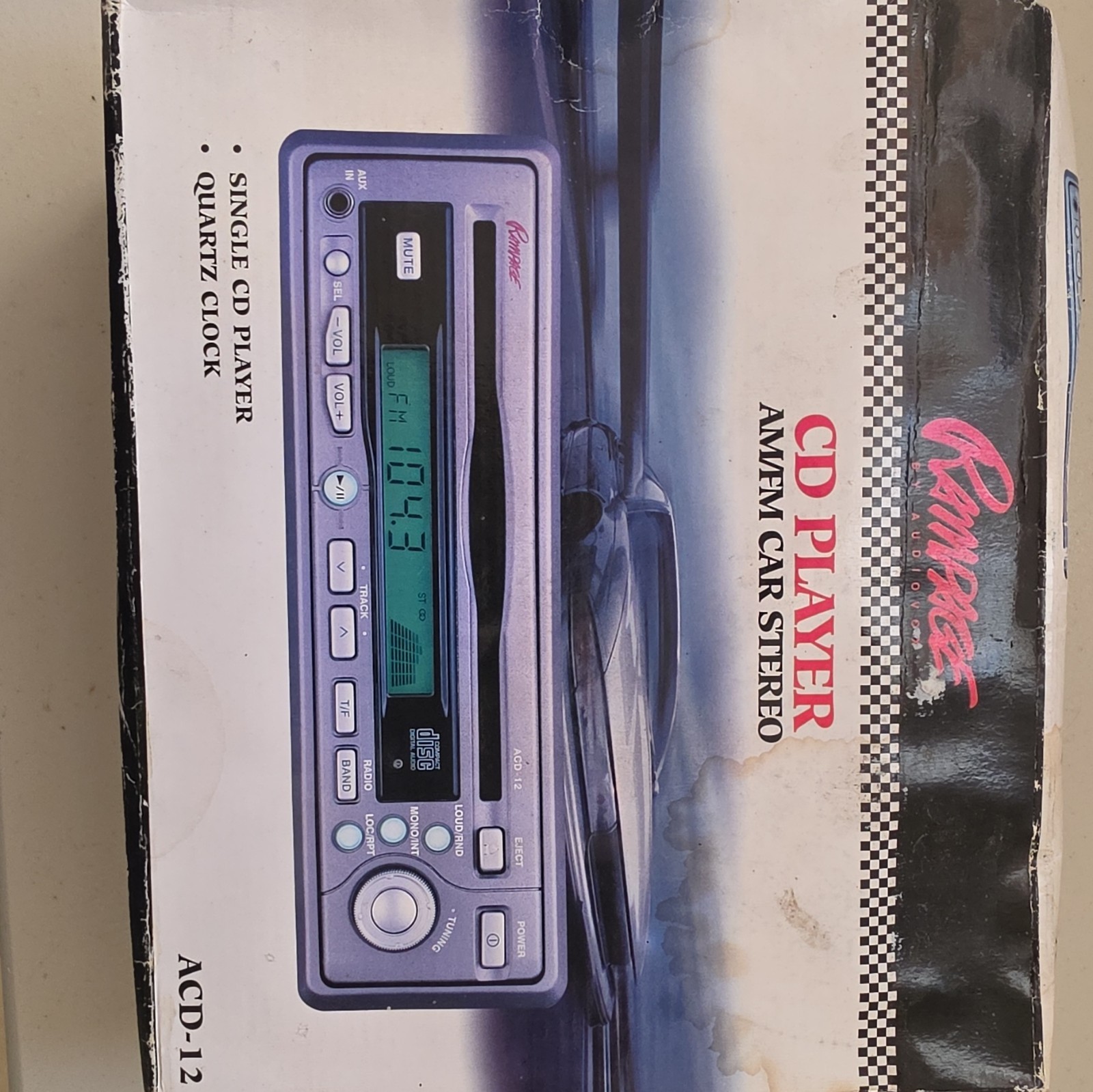Rampage ACD-12 1 DIN In-Dash CD Player Car Stereo AM/FM Radio Quartz Clock