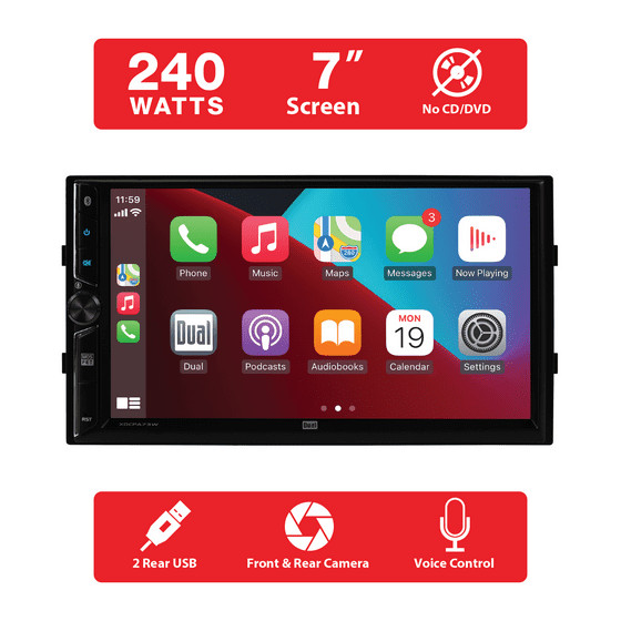 Dual Electronics 7″ Touchscreen Car Stereo Receiver with Wireless XDCPA73W (New)