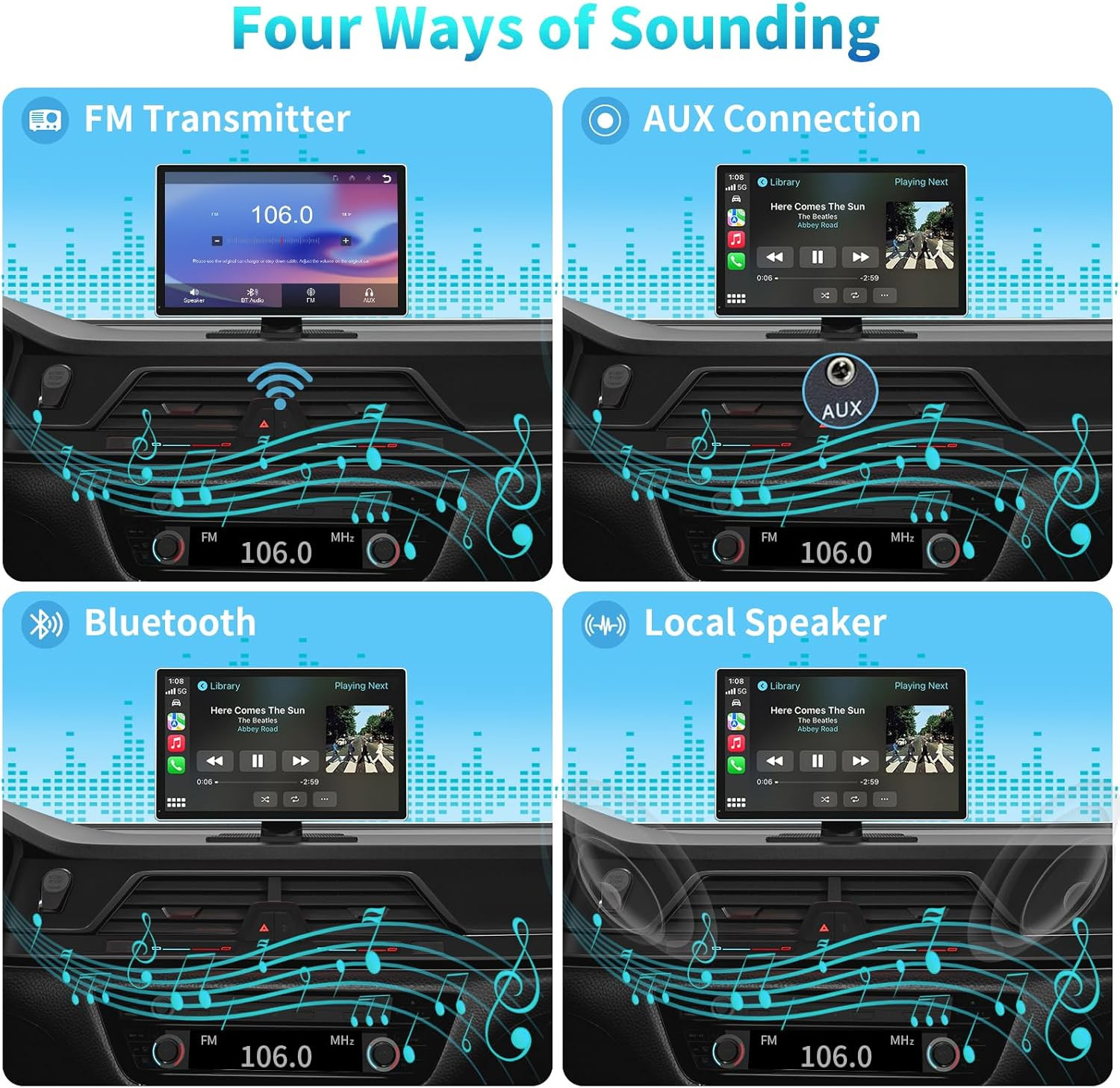 9″ Wireless Apple CarPlay & Android Auto Screen with 4K Dash Cam & GPS