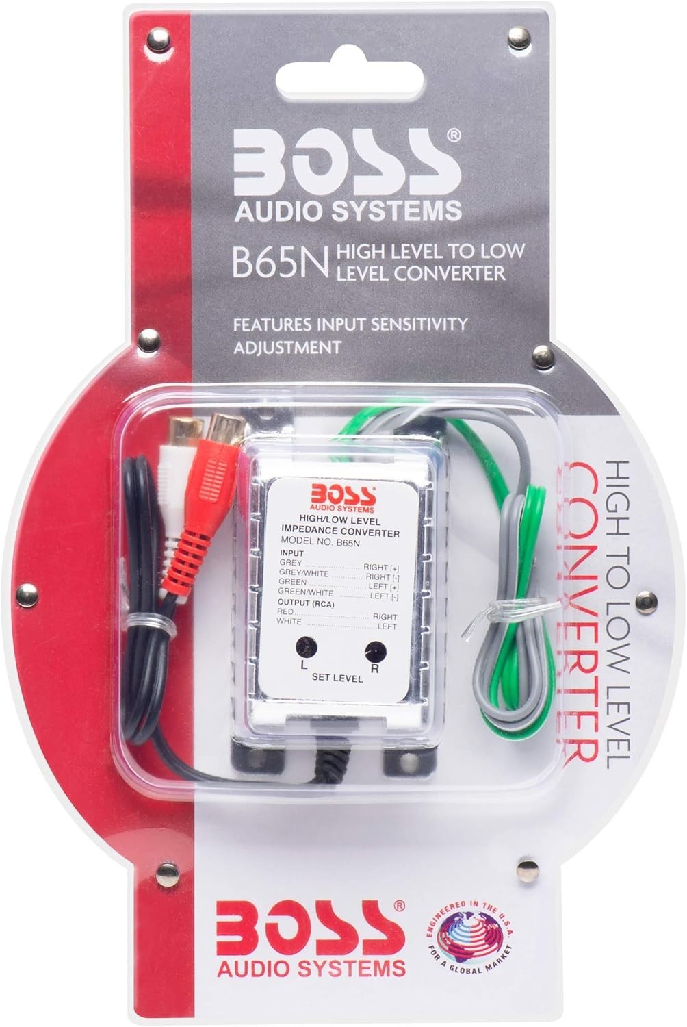 Compact High Level to RCA Adapter for Car Audio with Metal and Plastic Design